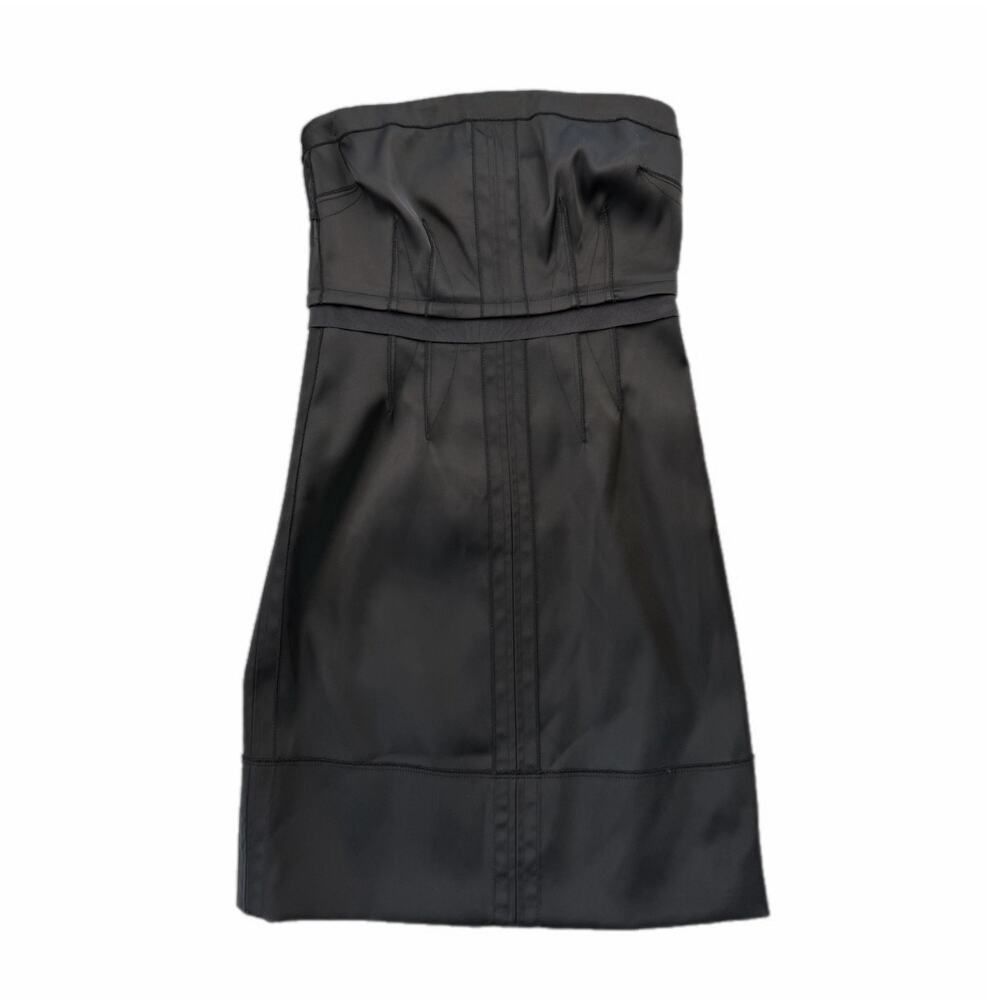 Juicy Couture Black Y2K Chic Satin Classy Night Out Simple Strapless Mini Dress